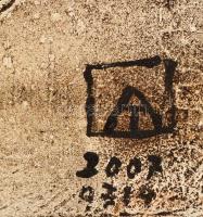 AT jelzéssel: Körök. Vegyes technika, vászon, 40×40 cm