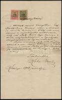 1904 Kőbánya, Kohn Samu rövidáru kereskedő saját kézzel írt és aláírt, okmánybélyeggel ellátott bizonyítványa, távozó alkalmazottról