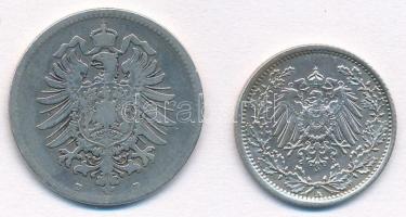 Német Birodalom 1874D 1M Ag + 1918A 1/2M Ag T:2-,2
German Empire 1874D 1 Mark Ag + 1918A 1/2 Mark A...