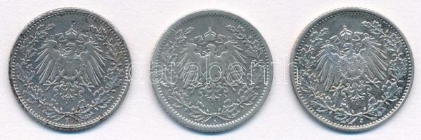 Német Birodalom 1905-1916. 1/2M Ag (3xklf) T:2,2-
German Empire 1905-1916. 1/2 Mark Ag (3xdiff) C:X...