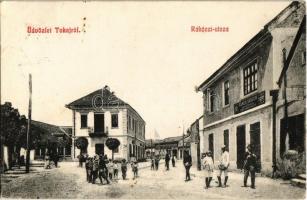 1912 Tokaj, Rákóczi utca, Römer Sándor férfi szabó, Weisz bádogos üzlete. Kiadja Fränkel Dezső 81.