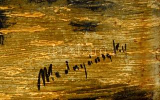 Mednyánszky jelzéssel: Hegycsúcsok. Olaj, karton, keretben, foltos, festék hibákkal, 24×33 cm