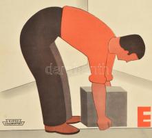 1937 Róna Emy (1904-1988): Baleset ellen védekezz. Art deco  ofszet plakát, restaurált, hajtott,  pa...