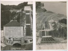 Kochel am See, Walchenseekraftwerk, Wasserschloss m. Turbinenhaus / Walchensee Hydroelectric Power Station with surge tank, turbine house - 2 pre-1945 postcards (1 photo)