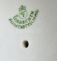 cca 1920 Frauereuth fácán, kézzel festett, jelzett ( tervező: Max Hermann Fritz), kopott aranyozás, ...