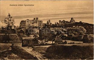 Ogrodzieniec, Zawiercie widok / Ogrodzieniec Castle ruins + 1917 K.u.K. Etappenpostamt Dabrowa in Polen (EK)