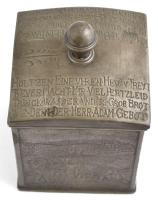 XIX. sz. Ón dohány, vagy cukortartó doboz német veressel, mezőgazdasági jelenetekkel díszítve. / 19t...