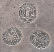 XIX. sz. Ón dohány, vagy cukortartó doboz német veressel, mezőgazdasági jelenetekkel díszítve. / 19t...