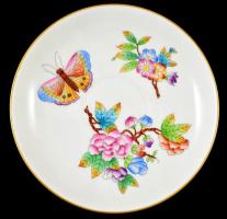 Herendi Viktória mintás teás csésze és alj, kézzel festett, jelzett, apró kopás nyomokkal