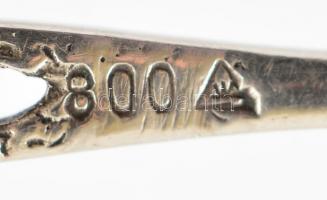 Ezüst habos kanál rózsa díszítéssel. Jelzett. 13  g  11 cm