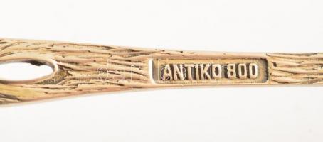 Ezüst habos kanál rózsa díszítéssel. Jelzett 14  g  12 cm