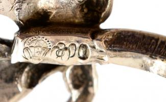 Ezüst deszertfogó csipesz rózsa díszítéssel Jelzett. 49 g 15 cm