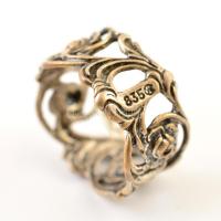 Ezüst, kisméretű szalvétagyűrűk 6 db rózsa díszítéssel Jelzett. 19 g