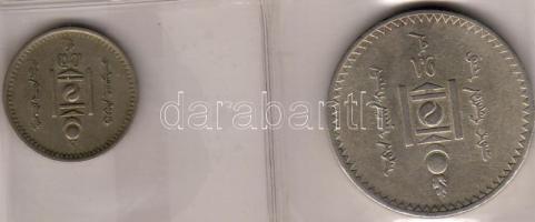 Mongólia/ Mongolei 1925. 1 tugrik ezüst / Silbermünze + 1937. 20 mongo réz-nikkel érme / Kupfer-Nickel Münze
