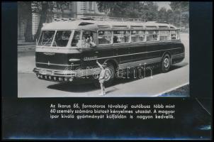 Ikarus 55 farmotoros távolsági autóbusz, eredeti sajtófotó, külön felirattal, 8×15 cm