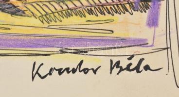 Kondor jelzéssel: Technika és az ember. Vegyes technika, papír, 21×26 cm