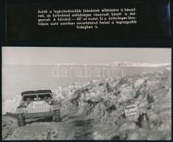 Különleges lánctalpas autó - 40 fokban, eredeti sajtófotó, külön felirattal, 19×10 cm