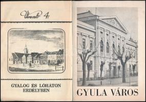 Gyula város monográfiája. Gyulai füzetek 2. Gyula, 1958, Városi Tanács-Hazafias Népfront.+Gyalog és lóháton Erdélyben. Útravaló 4. Csíkszereda, é.n., ENE. Kiadói papírkötés.