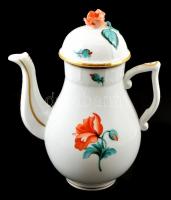 Herendi pipacsos porcelán mokkás készlet. Kézzel festett, jelzett, egy csészén mázrepedéssel