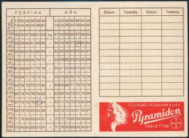 Bayer gyógyszeres reklámlap testsúlynaptárral