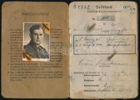 1944-ben sebesülés miatt leszerelt katona zsoldkönyve