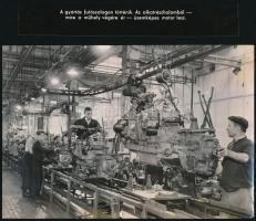 Motorok gyártósoron a Szovjet Unióban, eredeti sajtófotó, külön felirattal, 21×14 cm