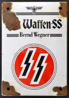 Bernd Wegner (The) Waffen SS. zománc tábla. Sérült. 12x17 cm
