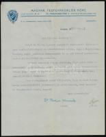 1913 a Magyar Testgyakorlók Köre gépelt, aláírt levele hivatalos ügyben, díszes fejléces papíron