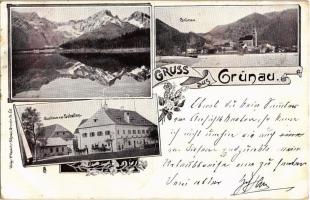 1899 Grünau im Almtal, Gasthaus zur Schaiten / guest house, hotel, restaurant. V. Haslacher Art Nouveau, floral