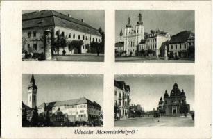 Marosvásárhely, Targu Mures; Városháza, Római katolikus templom, Ortodox katedrális / town hall, Catholic church, Romanian Orthodox cathedral + 1944 Tábori postahivatal (EK)