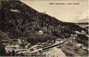 Semmering, Bahnhof, Hotel Stefanie / railway station with hotel, locomotive