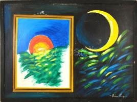 Róna jelzéssel: Hold és a Nap. Olaj, farost, keretben, 53×73 cm