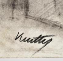 Kmetty jelzéssel: Ülő női akt. Szén, papír, felcsavarva, 61×42 cm