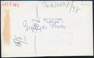 Gulyás István (1931-2000) teniszező, MTI sajtófotó, pecséttel jelzett, 18×11 cm