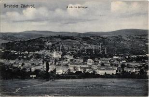 1910 Zilah, Zalau; látkép. Kiadja Seres Samu / general view