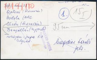 Ferencváros öregfiúk csapat (Gyetvai, Bodola, Zsengellér, Lázár), sajtófotó, hátoldalon feliratozva,...