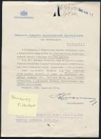 1942 Homonnay Tivadar budapesti főpolgármester gépelt, aláírt levele a Budapesti Gyógyáru-nagykereskedők Ipartestülete részére hivatalos ügyben, díszes fejléces papíron