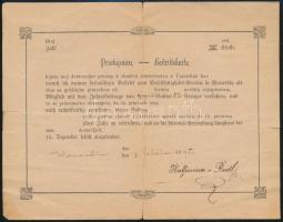 1892-1895 Varasd, Jótékonysági klub tagdíjbefizetéséről szóló 2 db okmány, német és horvát nyelven