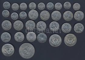 USA 1965-80. 10c "Roosevelt" (12x), 1/4$ "Washington" (16x), 1/2$ "Kennedy&...