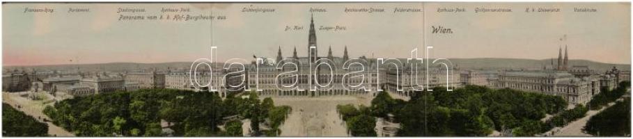 Vienna, Wien, Bécs; Panorama von k.k. Hof-Burgtheater aus. Foldable 3-tiled panoramacard (fl)