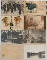 Kb. 100 db RÉGI motívumlap, jobb és érdekesebb darabokkal: üdvözlő, művész, katonai, litho / Cca. 10...