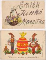15 db RÉGI üdvözlőlap és zsánerképes motívumlap / 15 pre-1945 greeting and art postcards