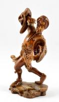 Jelzett (JP) udvari bolond figura, faragott fa, apró kopásnyomokkal, m: 23 cm