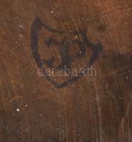 Jelzett (JP) udvari bolond figura, faragott fa, apró kopásnyomokkal,  m: 23 cm