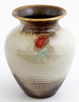 Retró váza, jelzett (TC), festett mázas kerámia, hibátlan, m: 17 cm