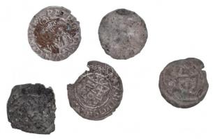 5db-os vegyes magyar és külföldi rossz tartású denár tétel T:2-,3 ki