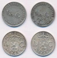 Holland Antillák 1966. 1/10G Ag (2x) + Holland Kelet-India 1945P 1/10G Ag + 1945S 1/10G Ag T:1-,2 Netherlands Antilles 1966. 1/10 Gulden Ag (2x) + Netherlands East Indies 1945P 1/10 Gulden Ag + 1945S 1/10 Gulden Ag C:AU,XF