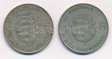 1947. 5Ft Ag "Kossuth" (2x) T:2-,3