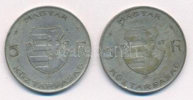 1947. 5Ft Ag "Kossuth" (2x) T:2-,3