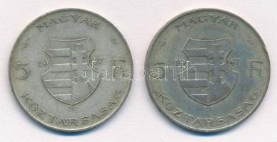 1947. 5Ft Ag "Kossuth" (2x) T:2-,3